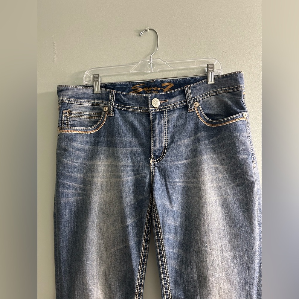 Seven 7 embroidered flap pocket bootcut jeans Y2K style - Picture 8 of 11